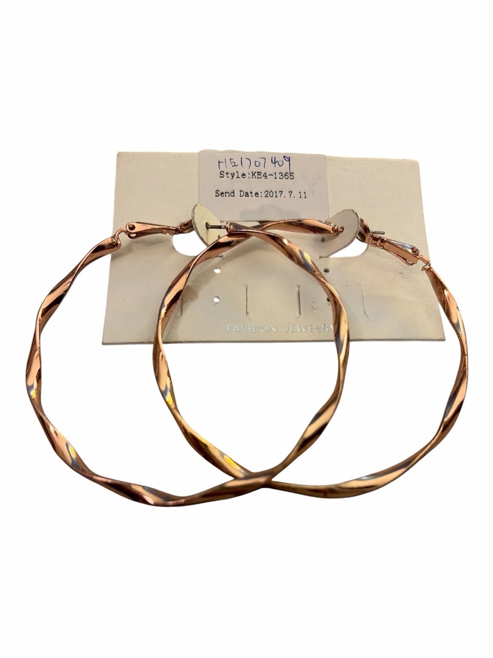 Rose Gold Hoop Earrings - Twisted & Textured Sets - Picture 2 of 3